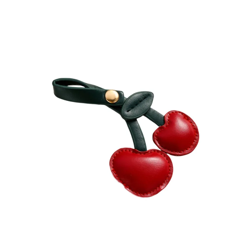New DIY Cute 3D Peach Heart PU Love Cherry Keychain Pendant Cherry Car Bag Hanging Accessories Wholesale