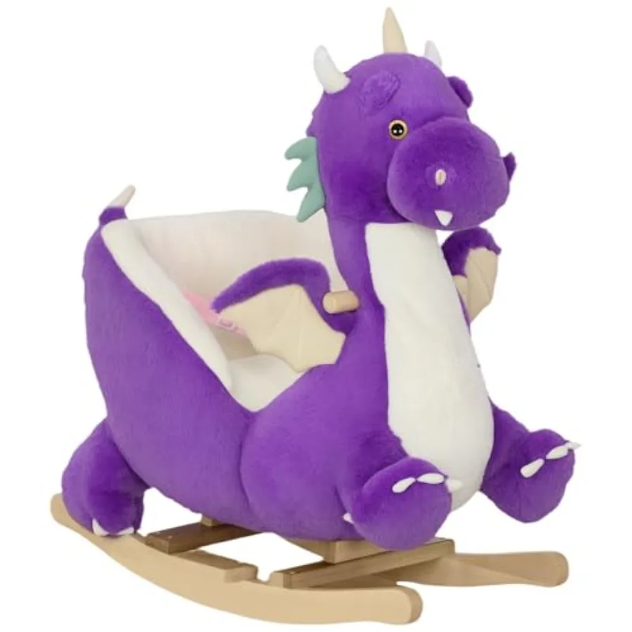 

Purple Plush Baby Rocking Horse Ride on Toy for 18-36 Months with Realistic Dragon Roar and Safety Belt