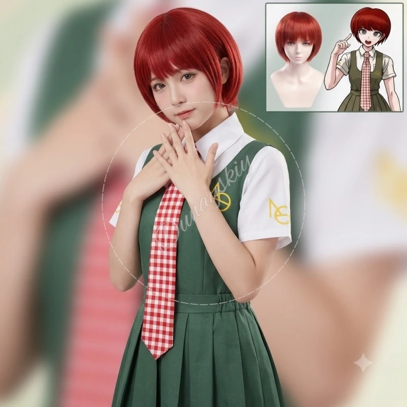 Perruques Koizumi Mahiru, Costume Vert JK, Uniforme Scolaire Japonais, Danganronpa 2 : Adieu l'Épouvante, Cosplay Halloween