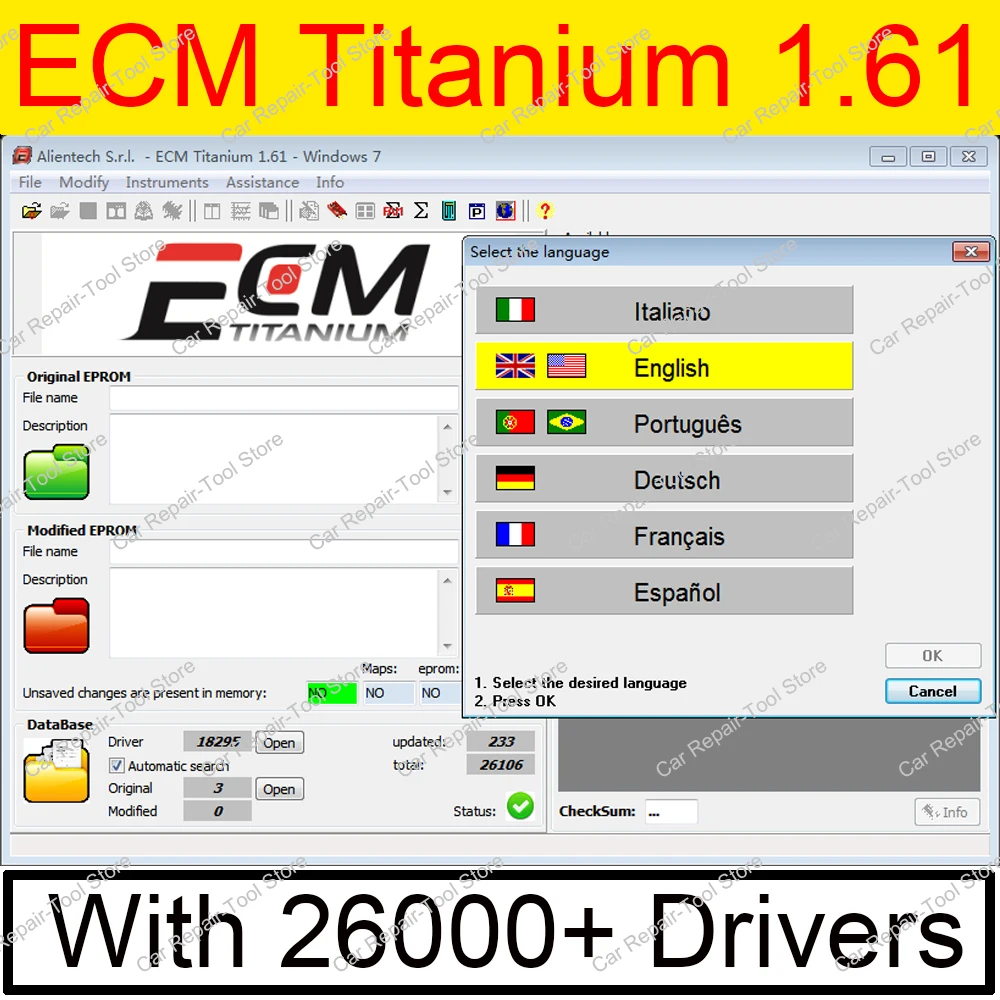 2024 Hot ECM TITANIUM 1.61 With 26000+ Driver ECM 18259+ Drivers for ecu tool For KT-/ AG and K- ESS V2 Send link or Cd or Usb