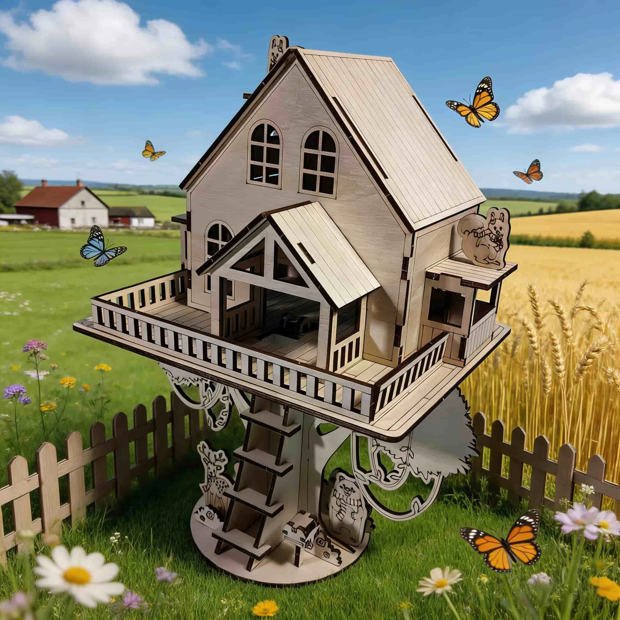 Treehouse 3D Wooden Puzzle Scale Model DIY Model Kit Handcrafted Gift Home Decor Assembly Toy