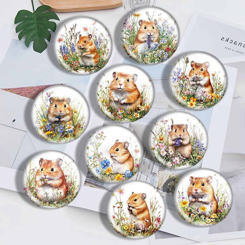 

Hamster Wildflowers Meadow mix 12mm/18mm/20mm/25mm Round photo glass cabochon demo flat back Making findings