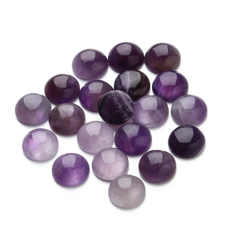 10pcs/lot  Amethyst Cabochons Round Natural Stone cabochon charms For Bracelet Earrings Ring Accessories Components Loose Beads