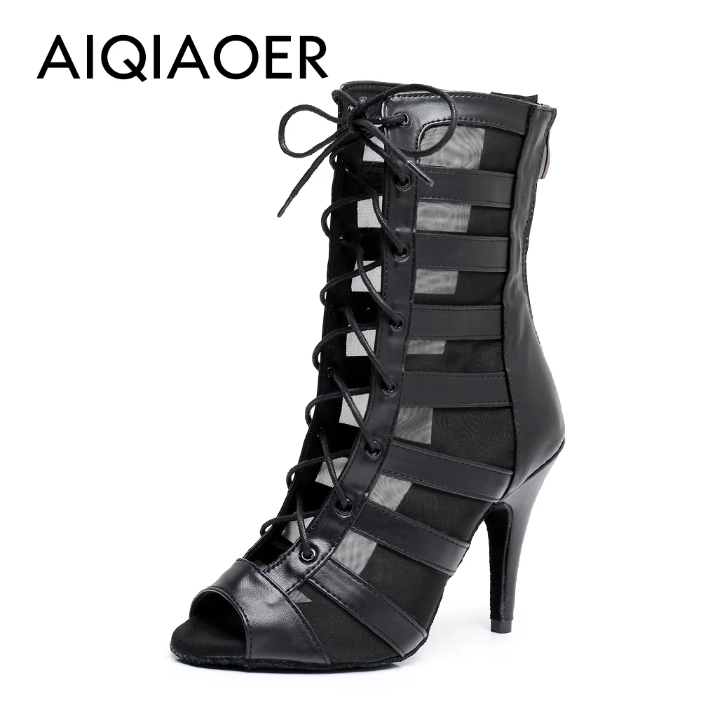 

Latin dance shoes salsa tango ballroom dance heel dance boots black high-heeled dance sandals