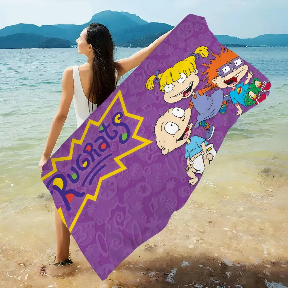 Cartoon R-Rugrats Anime Beach Swimming Towel Soft Absorbent Washcloth Children's Gifts For Kids Travel Camping Gym