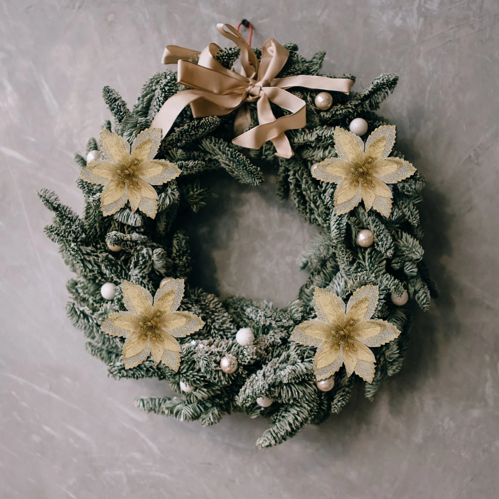 

24 Pcs Christmas Flower Props Winter Decor Vivid Fake Flowers Festive Supplies Exquisite