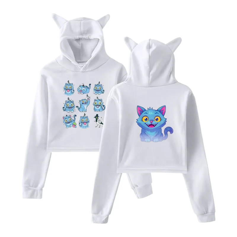 KPOP Cat Sweatshirt Hoodie Girls Summer Korean Harajuku Y2K Girl Group Peripheral Printed Casual Sports Top Loose Long Tee New