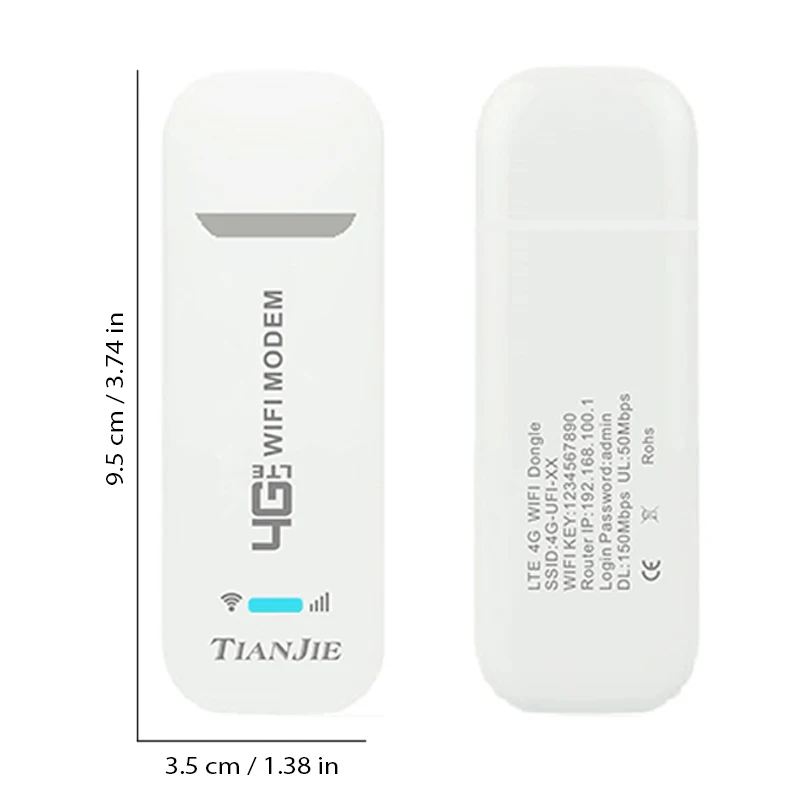 TIANJIE U800 4G LTE USB Wi-Fi-модем Plug & Play Портативный маршрутизатор с высокоскоростной сетью 150 Мбит/с для питания Power Bank/USB