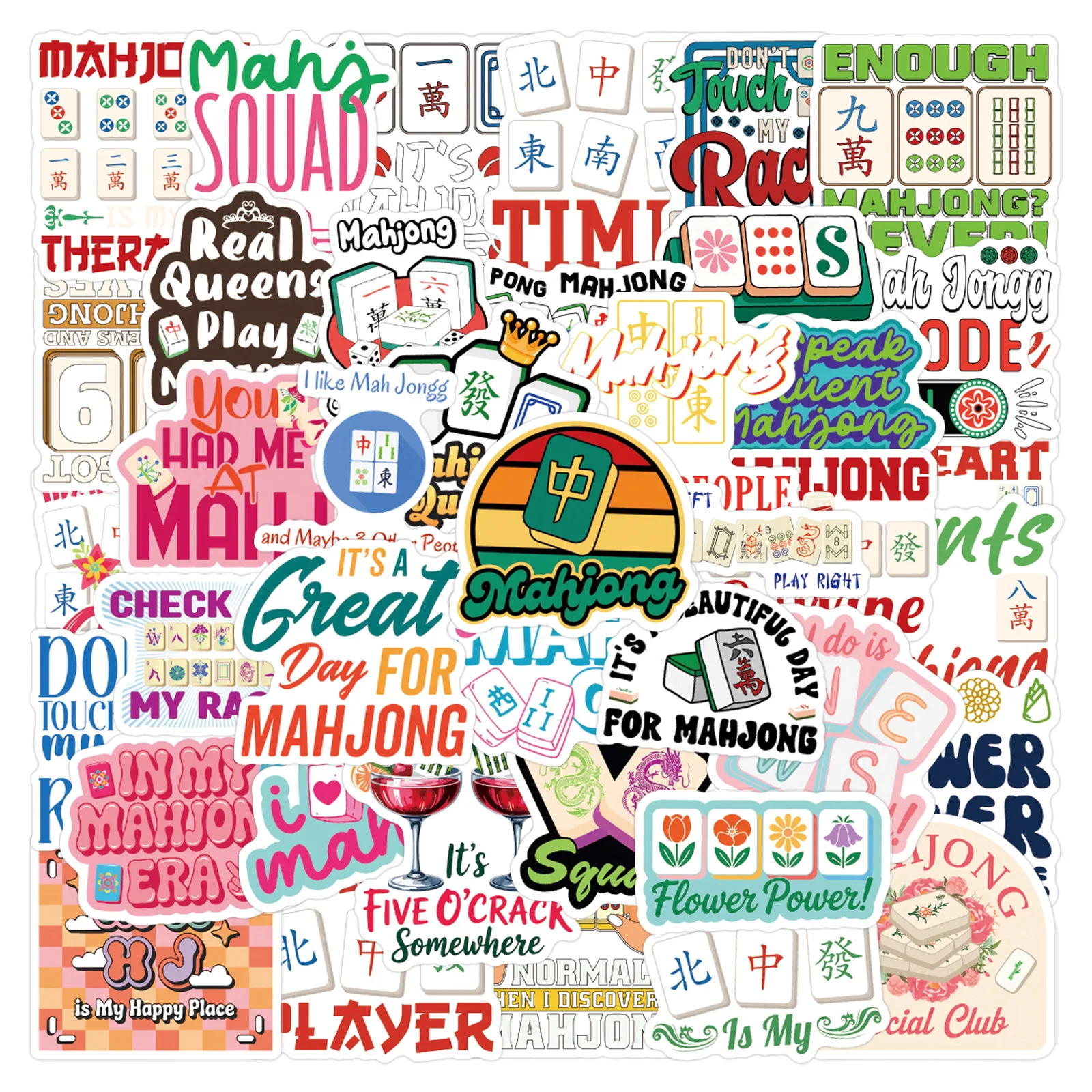 10/55/110PCS 새로운 마작 만화 스티커 재미 있은 엔터테인먼트 게임 낙서 장식 DIY 장난감 냉장고 노트북 기타 자전거 데칼