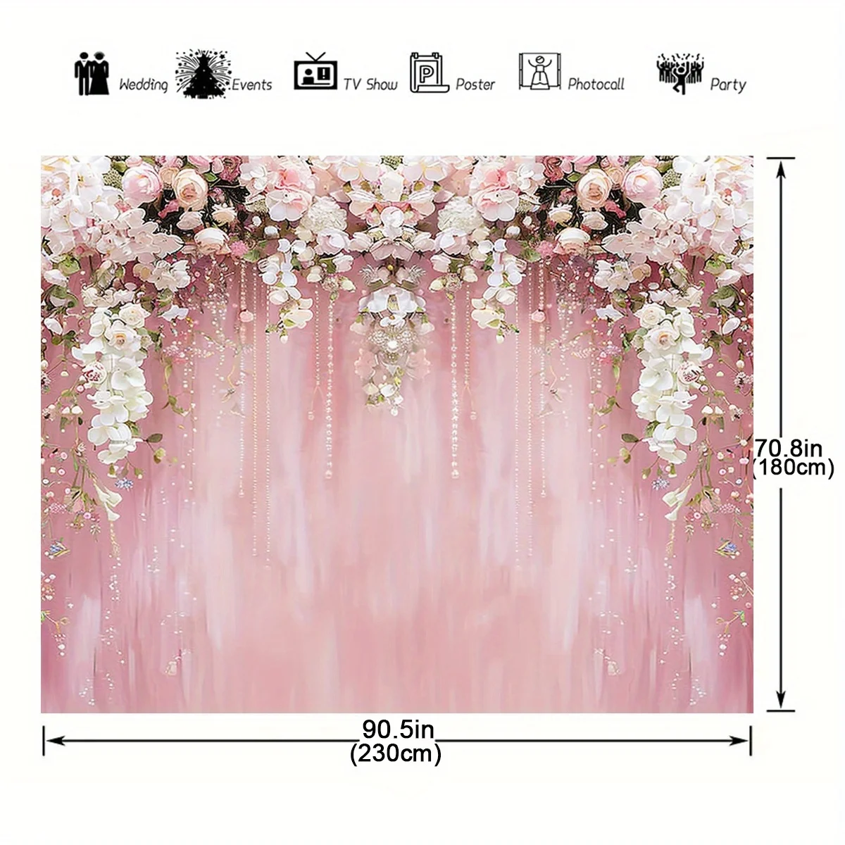 Elegant Pink Rose Wedding background - Versatile polyester floral photography background for bride and party shooting