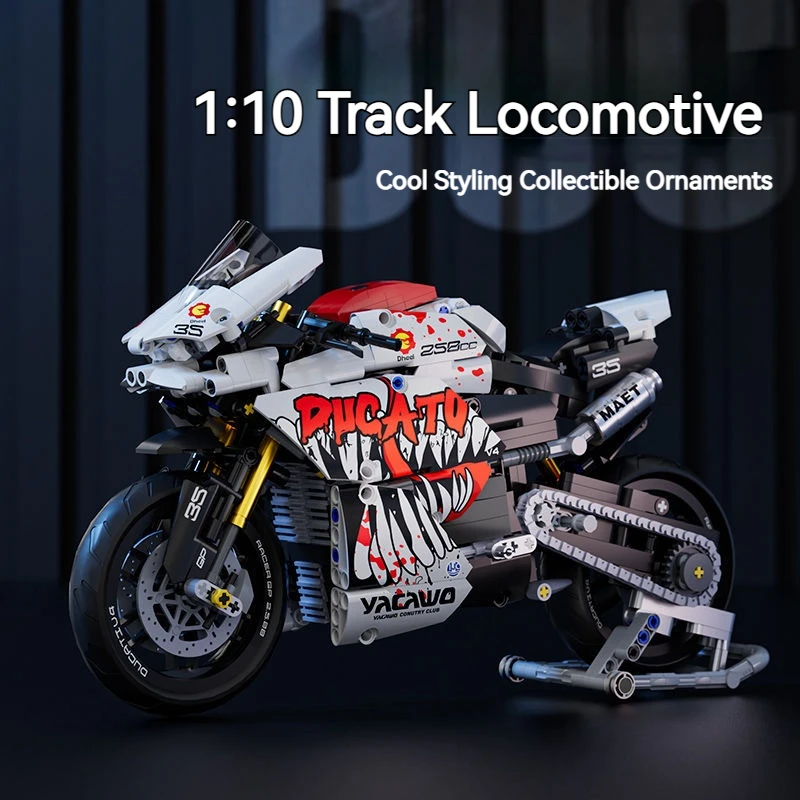 New 88800/1 Motorcycle Technical 1:10 Model Building Blocks MOC Racing Car Creative Motorbike Bricks Sets Toys For Kids Gifts