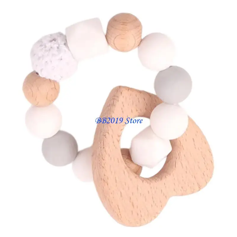 Q0KB لعبة سوار التسنين على شكل طائر/فيل/قلب للأطفال، عضاضة استرضاء للأطفال