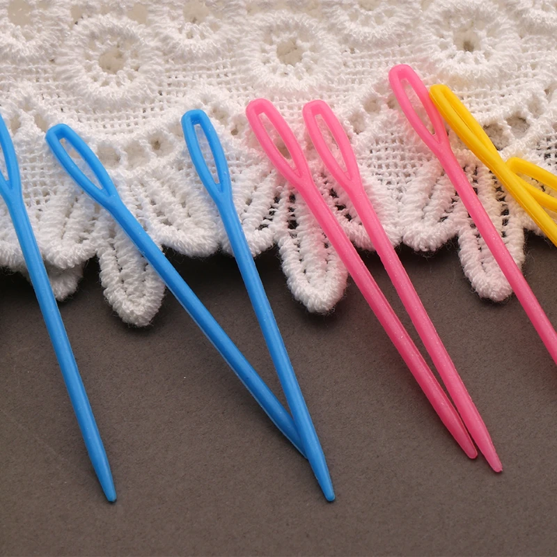 200Pcs Plastic Knitting Needles Mixed Color Crochet Hooks Wool Yarn Needle Children DIY Sweater Weaving Tools Accessory