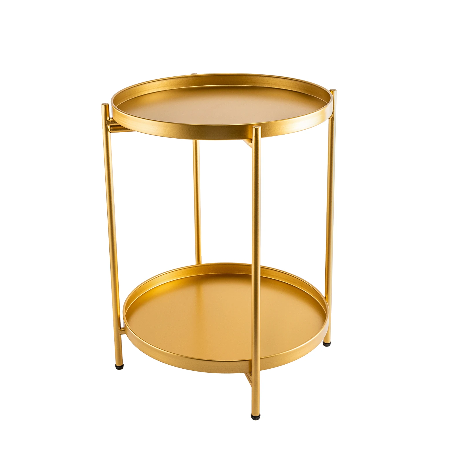 Round Metal Side Table, Removable Tray for Indoor and Outdoor Drinks, Snacks Coffee Table, Phone Table