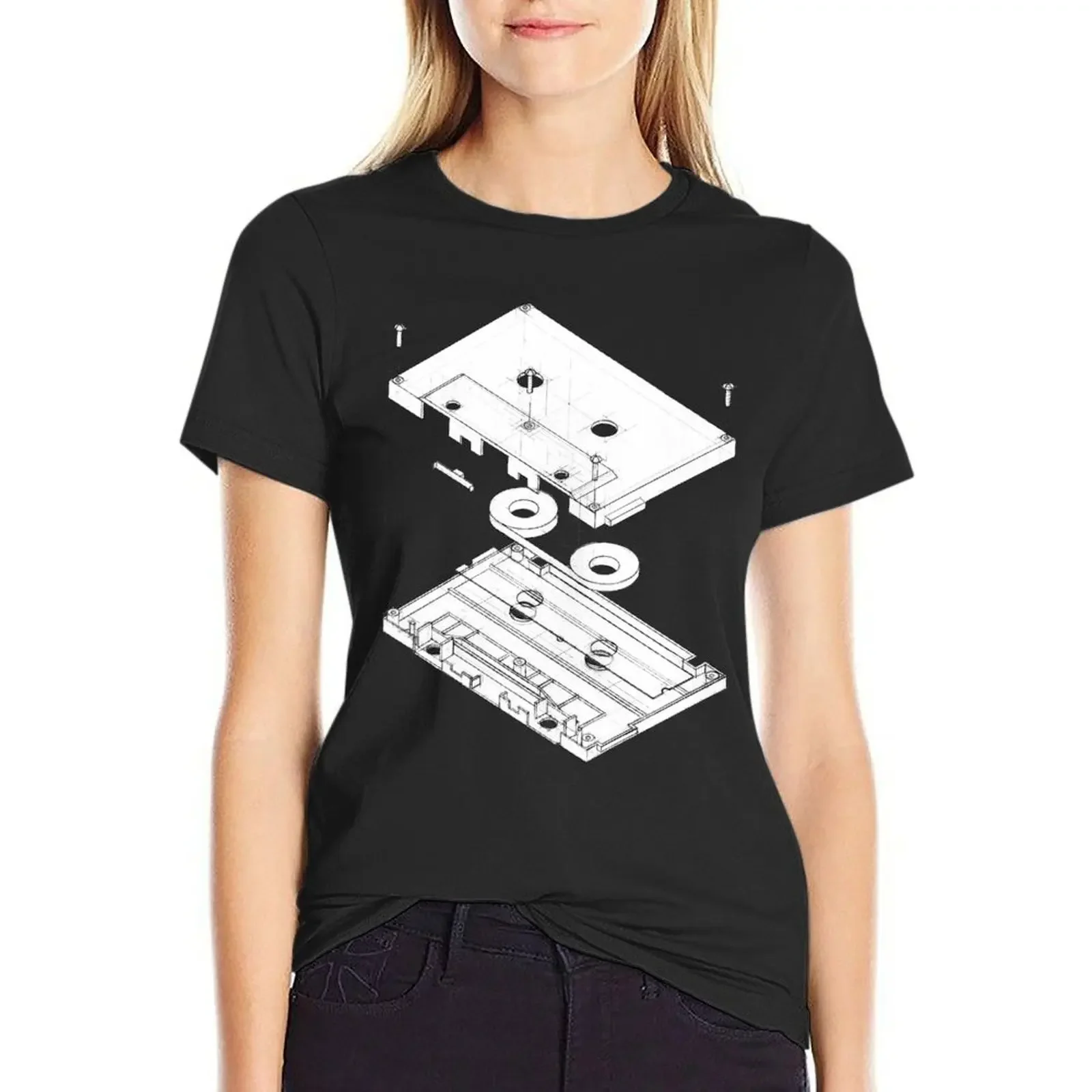 

Exploded Cassette Tape T-Shirt blanks customizeds sweat animal print shirt for girls Woman fashion