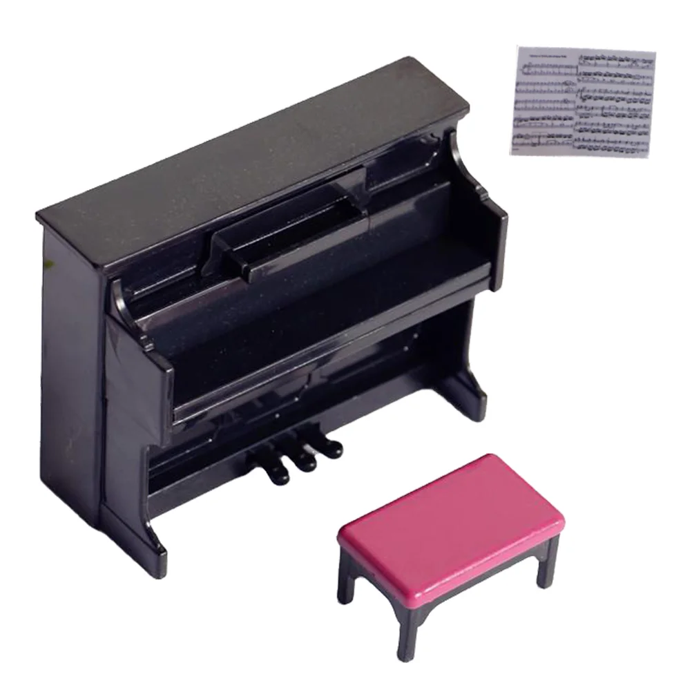 

Piano Upright Piano Stool Scene Shooting Props Mini House Decor Kids Toy Plastic Miniature Adornment Fine Craftsmanship