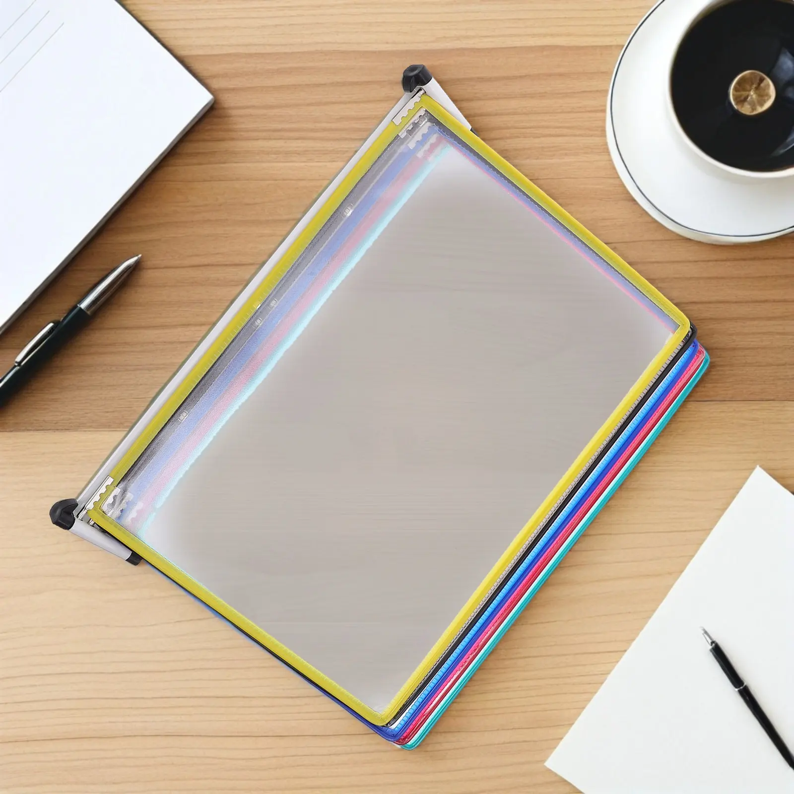 

Wall Mounted File Display Rack A4 Hanging Document Organizer 5 Panels Easy Access Document Holder Wall Folder Organizer Office