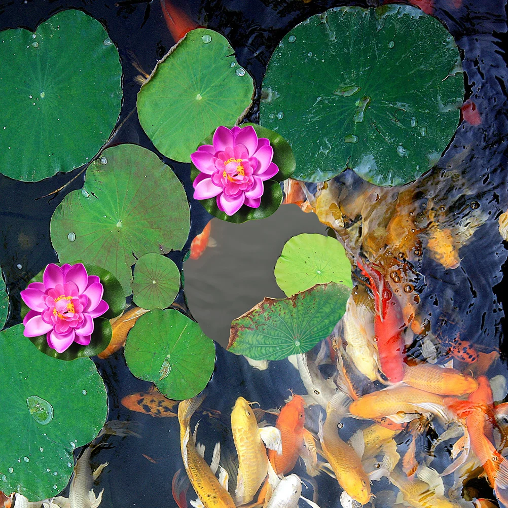

8Pcs Artificial Lotus Decoration Floating Plastic Pond Plants for Aquarium Fish Tank Pool Fountain Garden Decorative Ornament