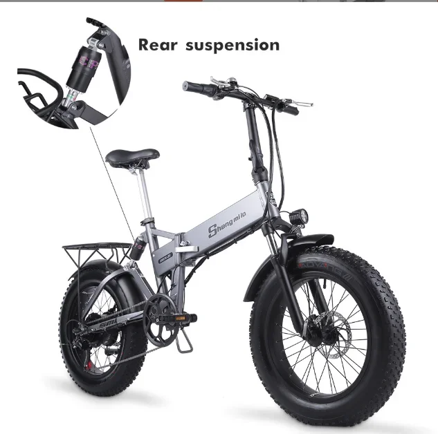 NEW Folding Electric Bicycle 48V15AH 500W 1000W Motor Electric Bike 20*4.0Inch Fat Tire Full suspension Off-Road Mountain Ebike