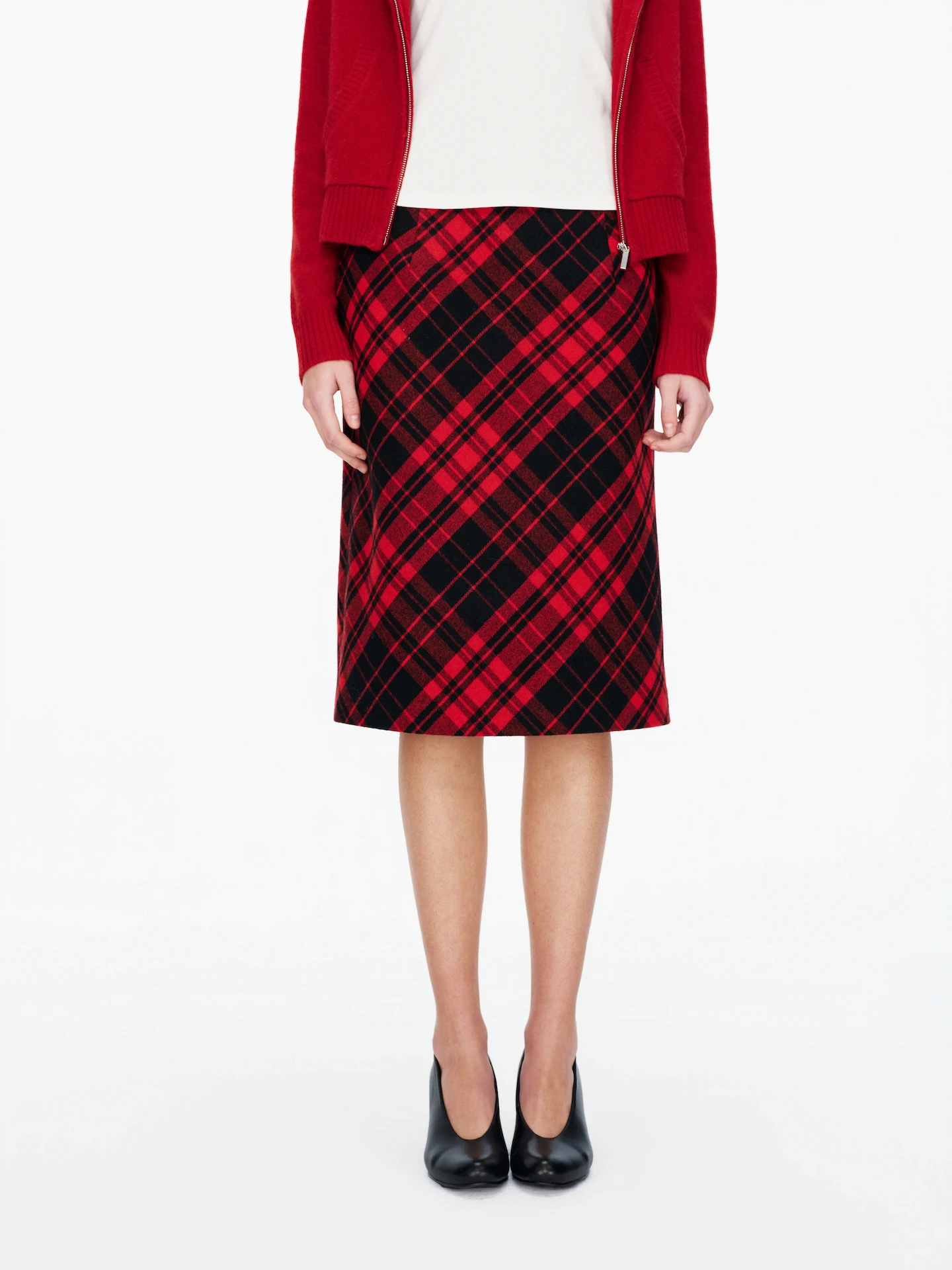 

Winter Plaid Wool Blend A-Line Midi Casual Skirt Women's mid Waist Vintage Sle f-length Skirt Comfortable Fit Zipper Clo...