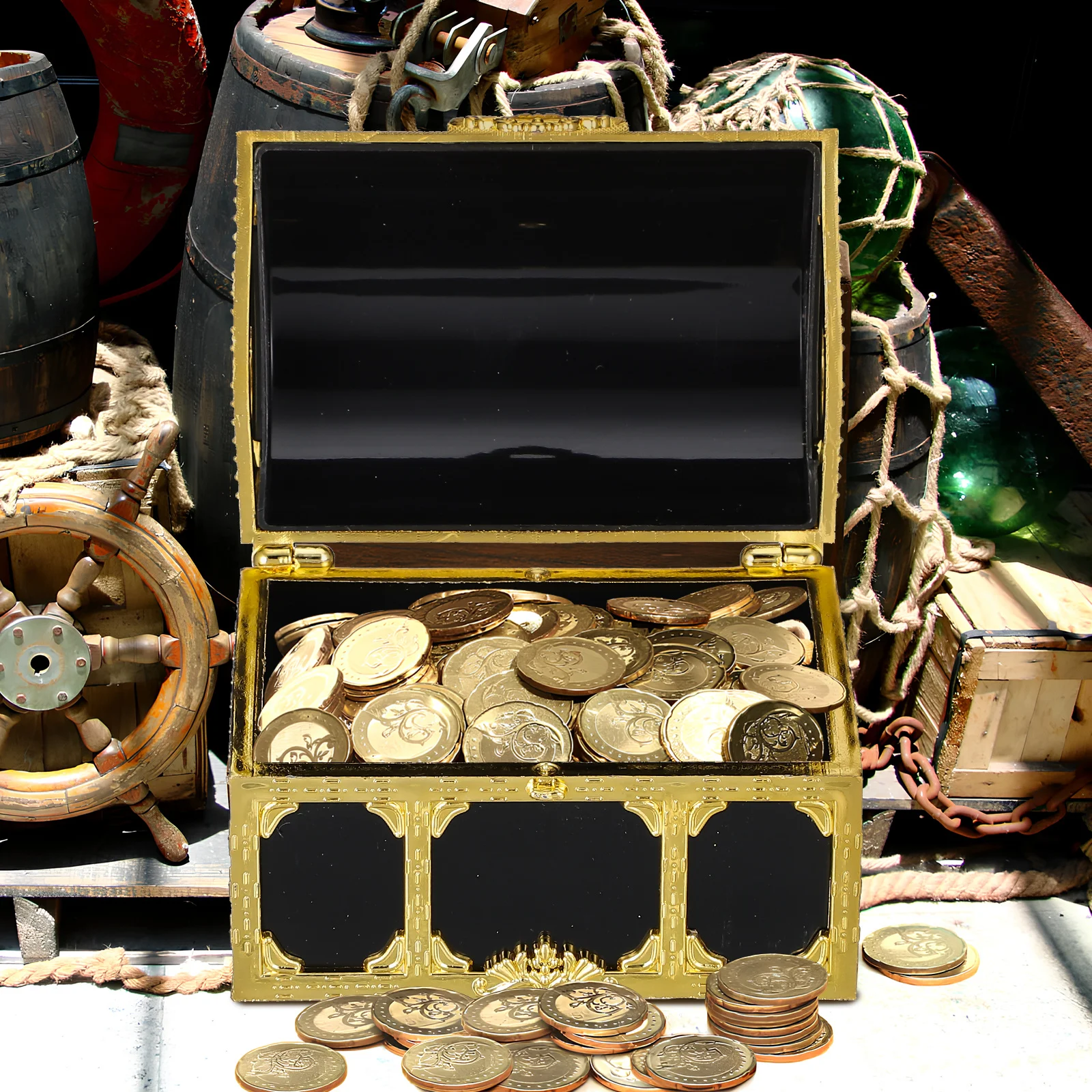 10 szt. Mini Skrzynie Skarbów Pirackich dla Dzieci, Plastikowe Skrzynki, Dużo Małych Skrzynek Skarbów, Retro Zestaw do Zabawy Pirackiej, Nagroda do Klasy