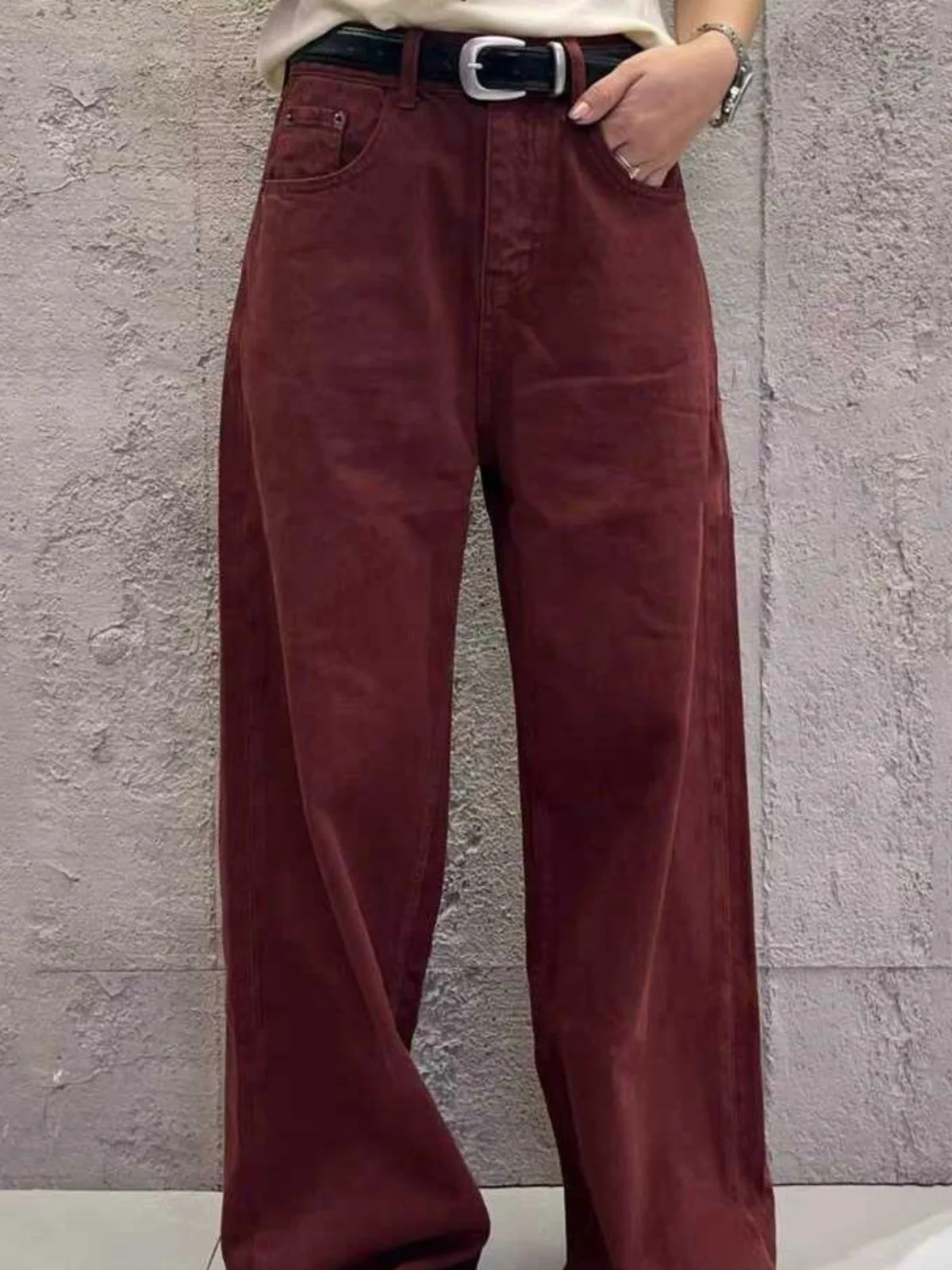 

Ankela High Waist Wide Leg Jeans Women's Spring Autumn New Sle Bri Red Casual Straight Long Trousers Faionable