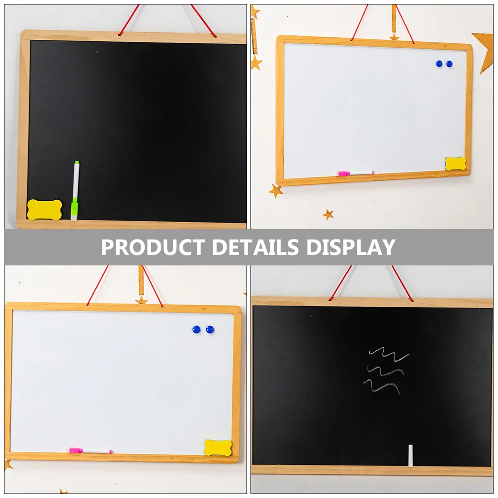 Blackboard Tabletop Easel Wood Chalkboard Mini Hanging Whiteboard Wooden Wear-resistant Dual Use Writing Painting