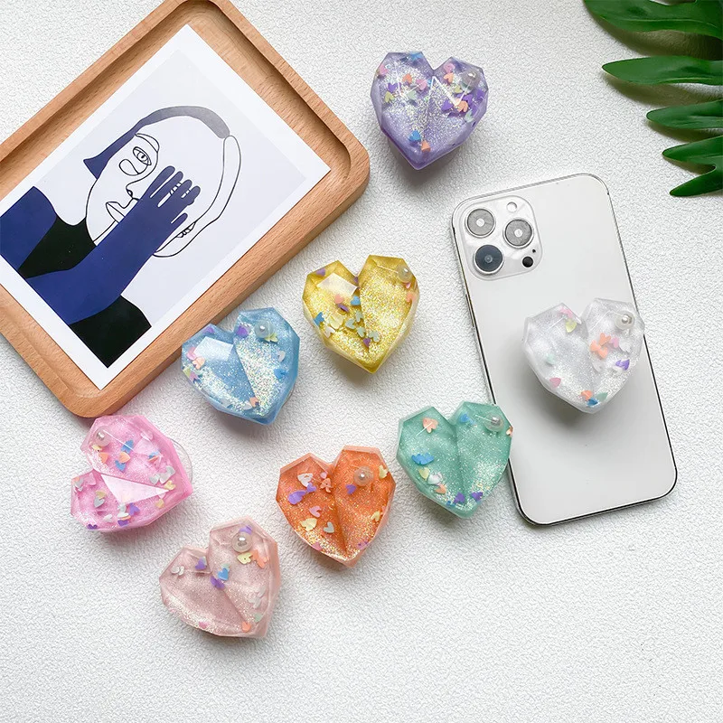 

Love Glitter Crystal Matte Mobile Phone Stand Holder Fold Tok Support For IPhone 16 15 Xiaomi Phone Accessories Stand Holder