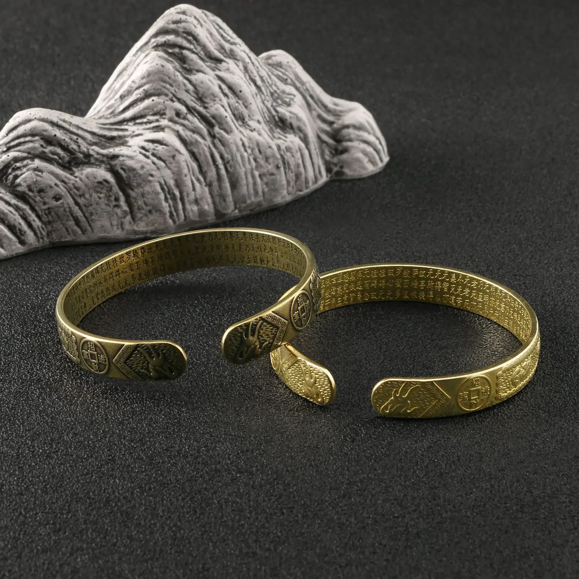 Guochao Solid Brass Pixiu Bracelet Gaocai Transshipment Bracelet Open Brass Bracelet Stall Supply