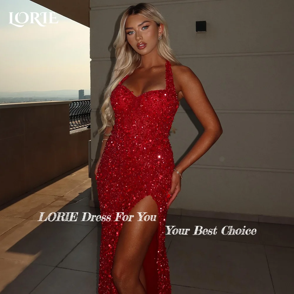 LORIE Red Formal Evening Dress Saudi Party Dress Prom Dress Sparkly Saudi Evening Dress Dresses on Offer Clearance Shiny Dress
