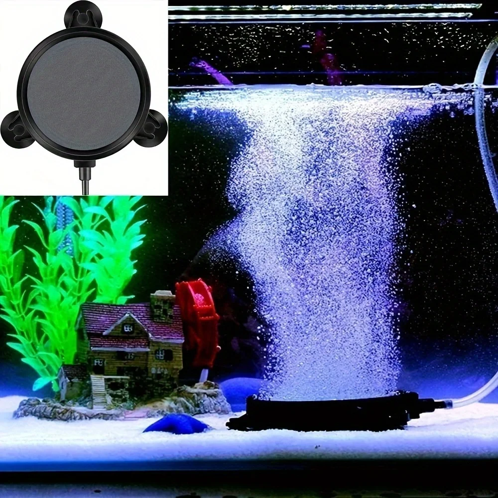 Air Stone Disc 4 Inch with Shell and Sucker for Aquarium Fish Tank and Hydroponics Air Pump Bubble Diffuser with Suction Cups fo