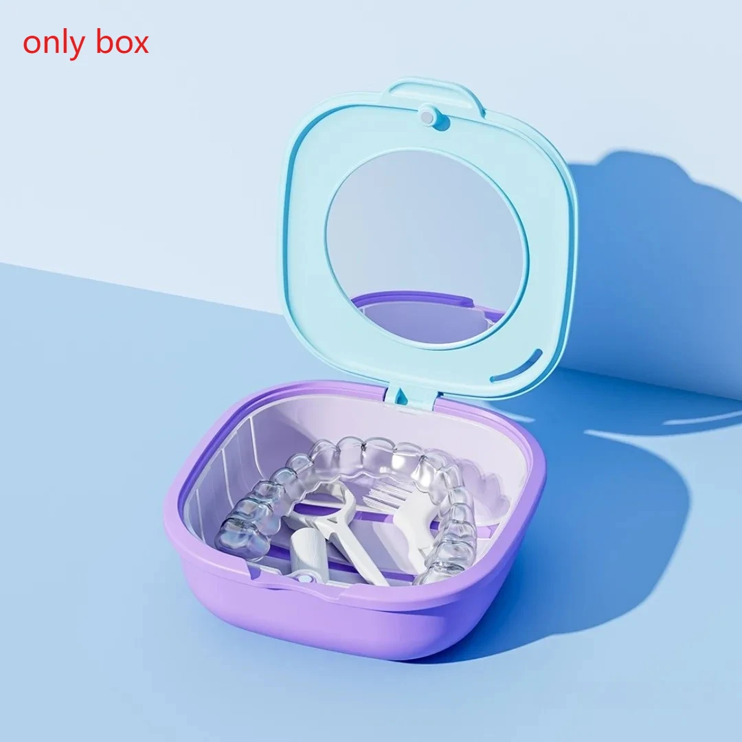 

8Pcs Multi Functional Invisible Braces Storage Box with Mirror Drainage Layer Retainer Case Immersion Cleaning Portable