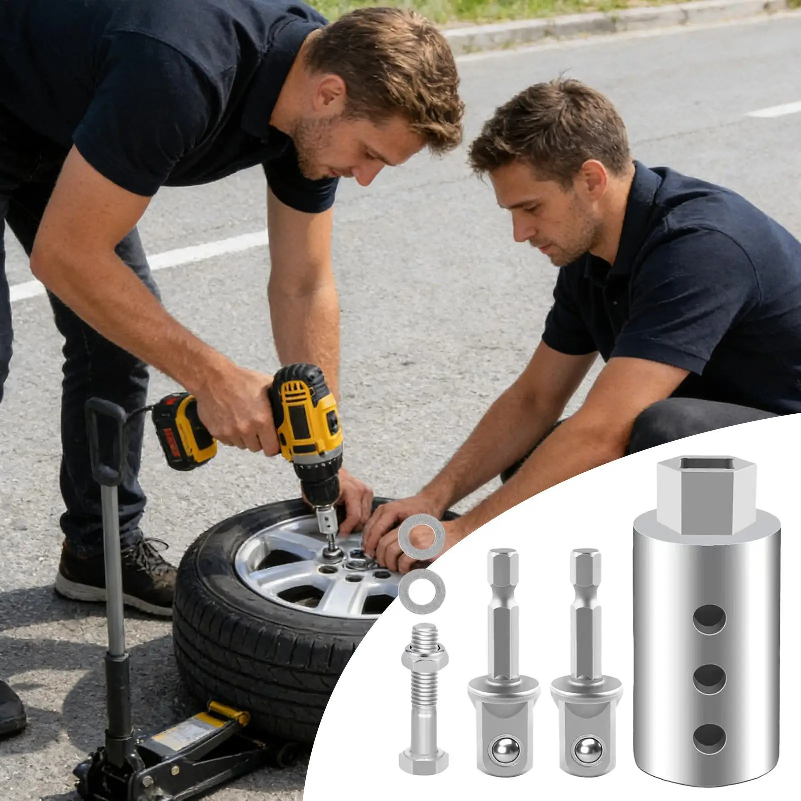 Trailer Jack Drill Adapter Stainless Steel Replacement Cordless Drill Adapter Kit For Car RV Boat Camper Garage Road Trip