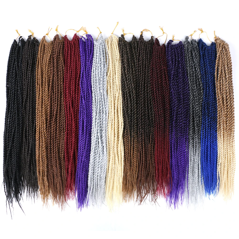 Mtmei Hair 14 18 22 Inch Senegalese Twist Crochet Braiding Hair Extensions 30 Strands Per Pack Black Purple Ombre Crochet Braids