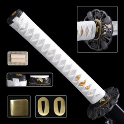 Handmade Japanese Samurai Sword Handle Set Tsuka/Fuchi Kashira Katana Wakizashi DIY Accessory