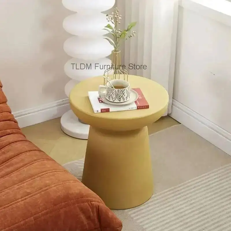 Modern Sculptural Side Table, Round Minimalist End Table, Textured Accent Table for Living Room/Bedroom
