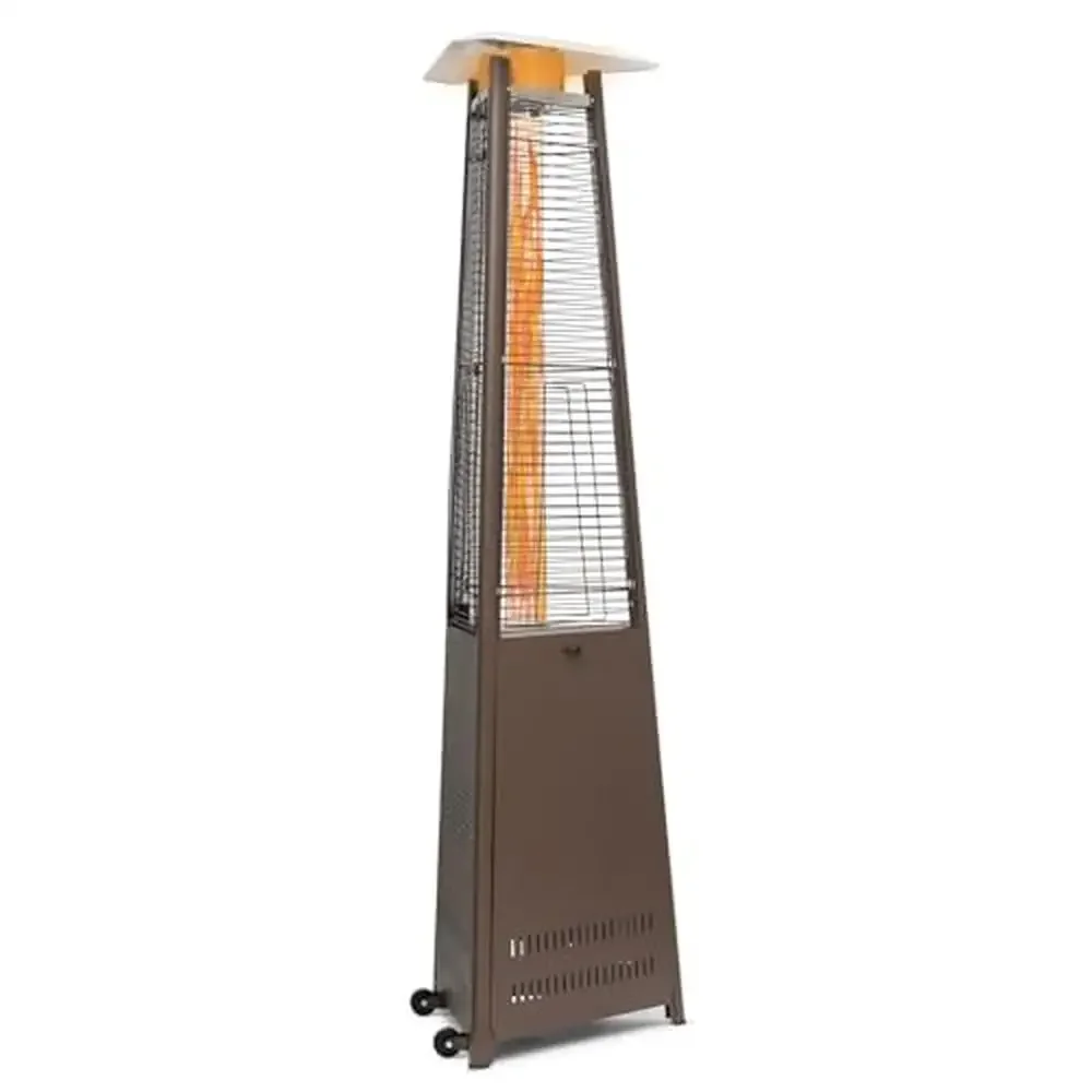 42000 BTU Propane Pyramid Patio Heater with Wheels and Glass Tube Flame Burner Outdoor Patio Heater Commercial Use Residential