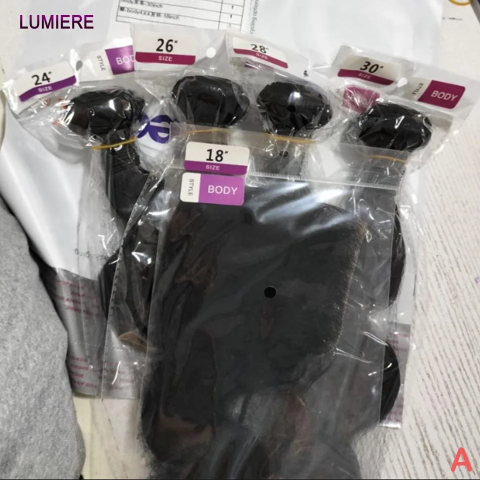 

18A Brazilian Body wave Bundles With Closure 3/4 Bundles with Frontal Deep Curly Wave Human Hair Weave Extensions Double Welf