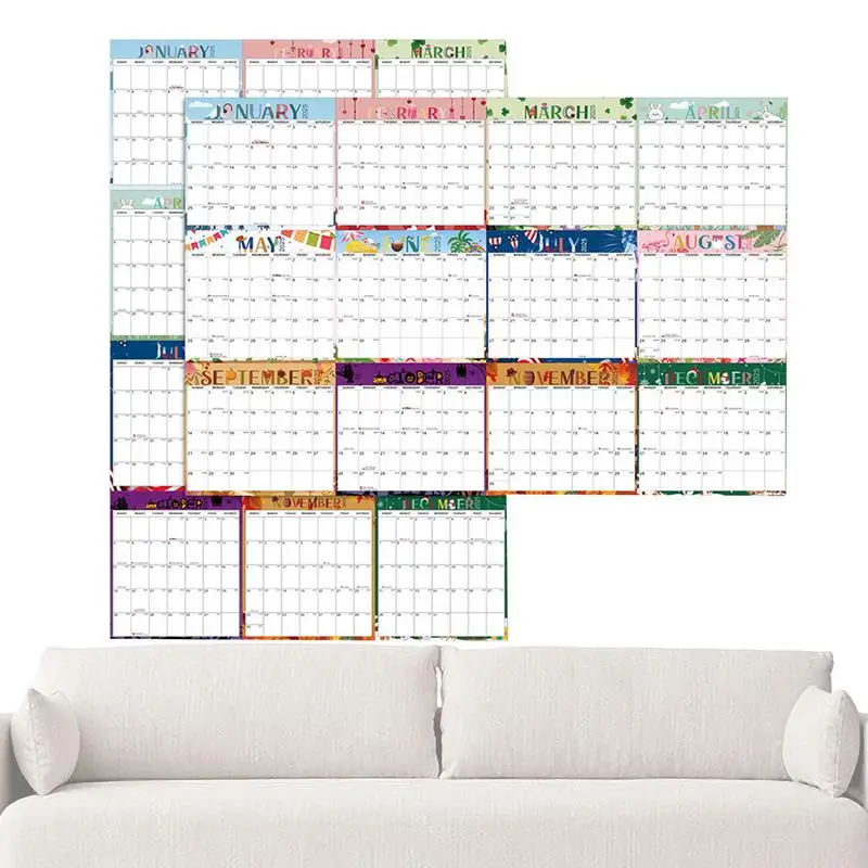 12 Months Yearly Calendar January 2025-December 2025 Monthly Calendar 2-Sided Erasable Calendar For Holidays To-do List ＆