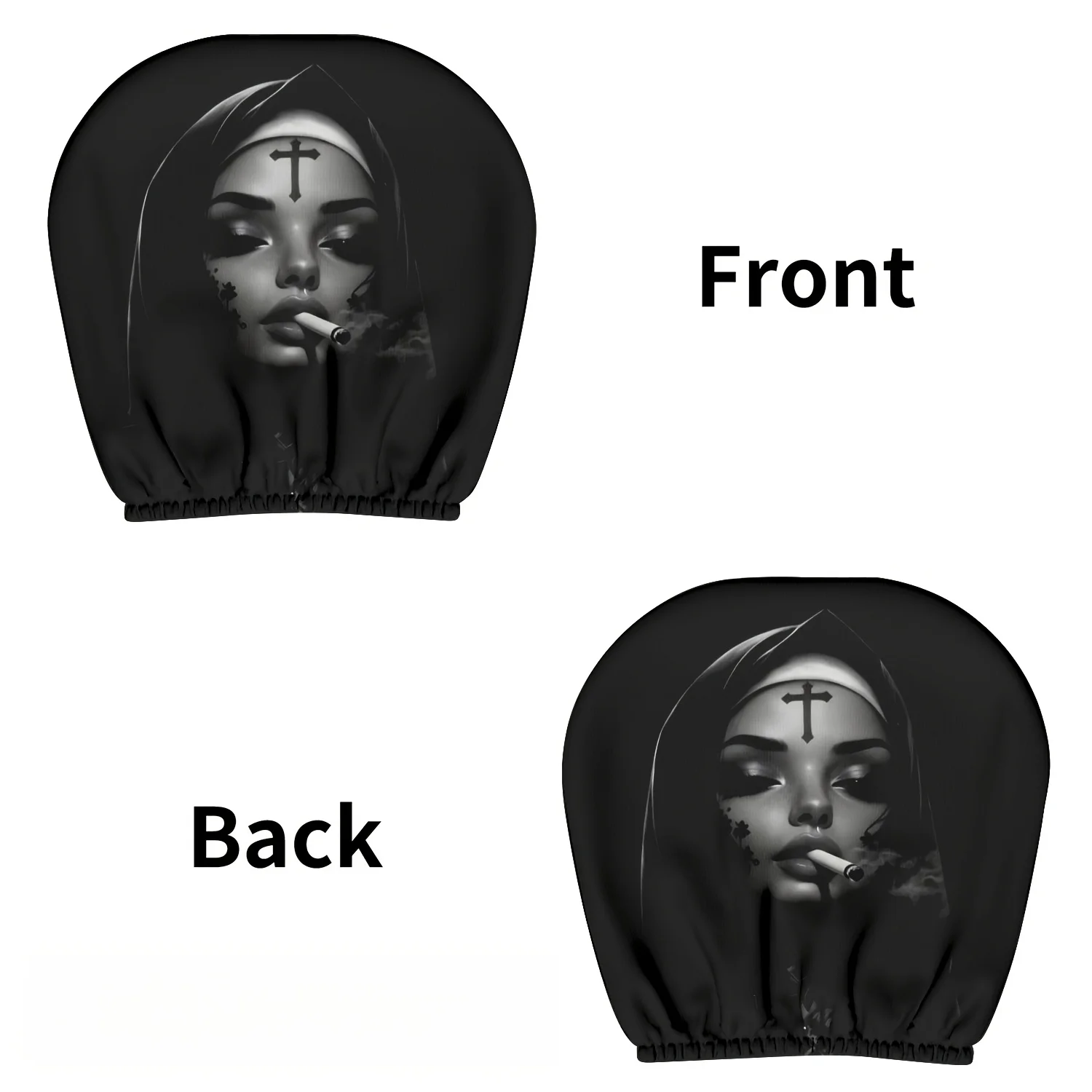 Dark Style Smoke Tattoo Woman Print Car Headrest Covers, All-Season Use, Fun Quirky Car Headrest Decor