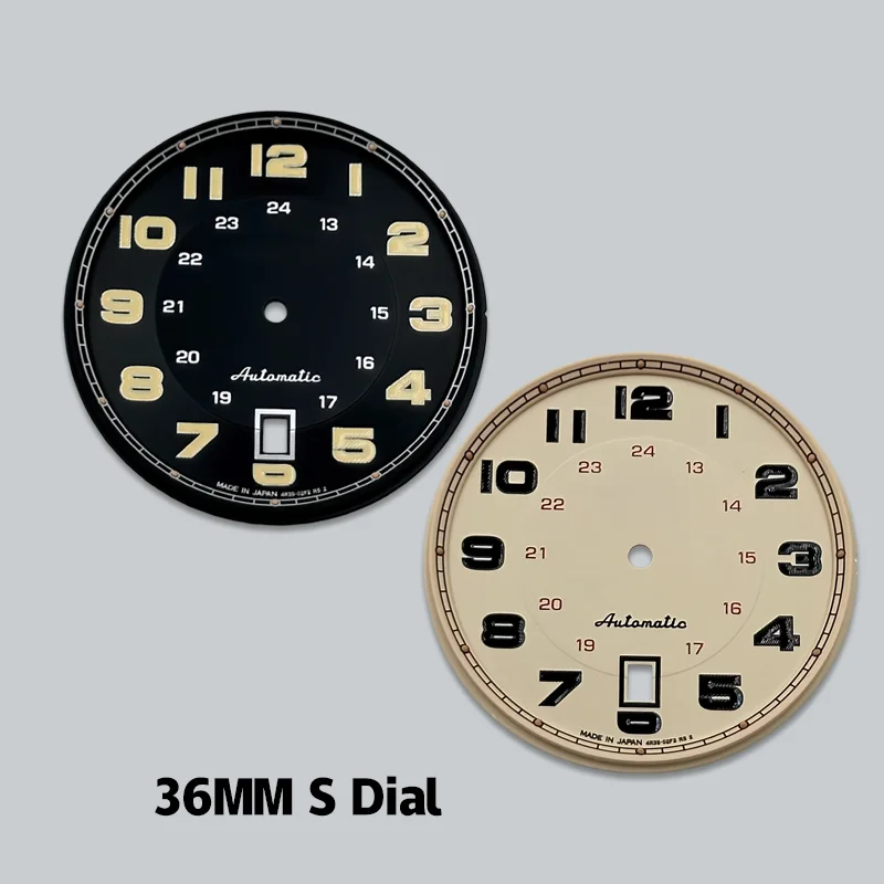 

36mm NH35 Dial with S Logo, Vintage Dial, No Lume, Suitable for NH35 Movement, Mechanical Watch Modification Accessories