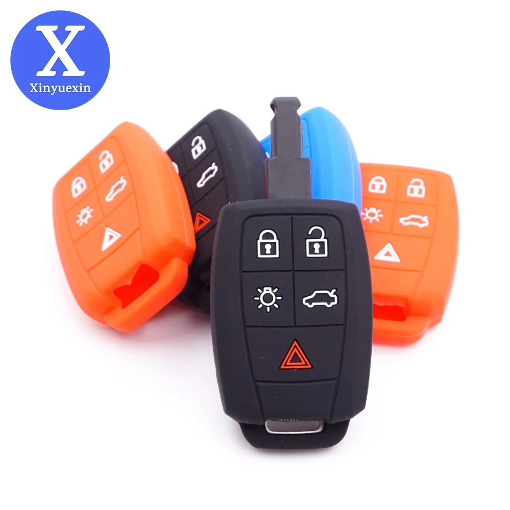 Xinyuexin Silicone Car Key Cover for Volvo Xc90 V50 S40 C70 S60 D5 C30 Case Protector Funda Llaves Remote Control Keys Holder