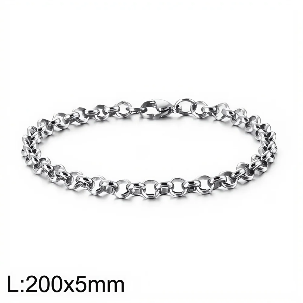 Dicke Kette Edelstahl O-Ketten-Armband Hip-Hop Punk Silberfarben Titanstahl Herrenarmband Mode-Schmuck-Accessoires – Detail 6