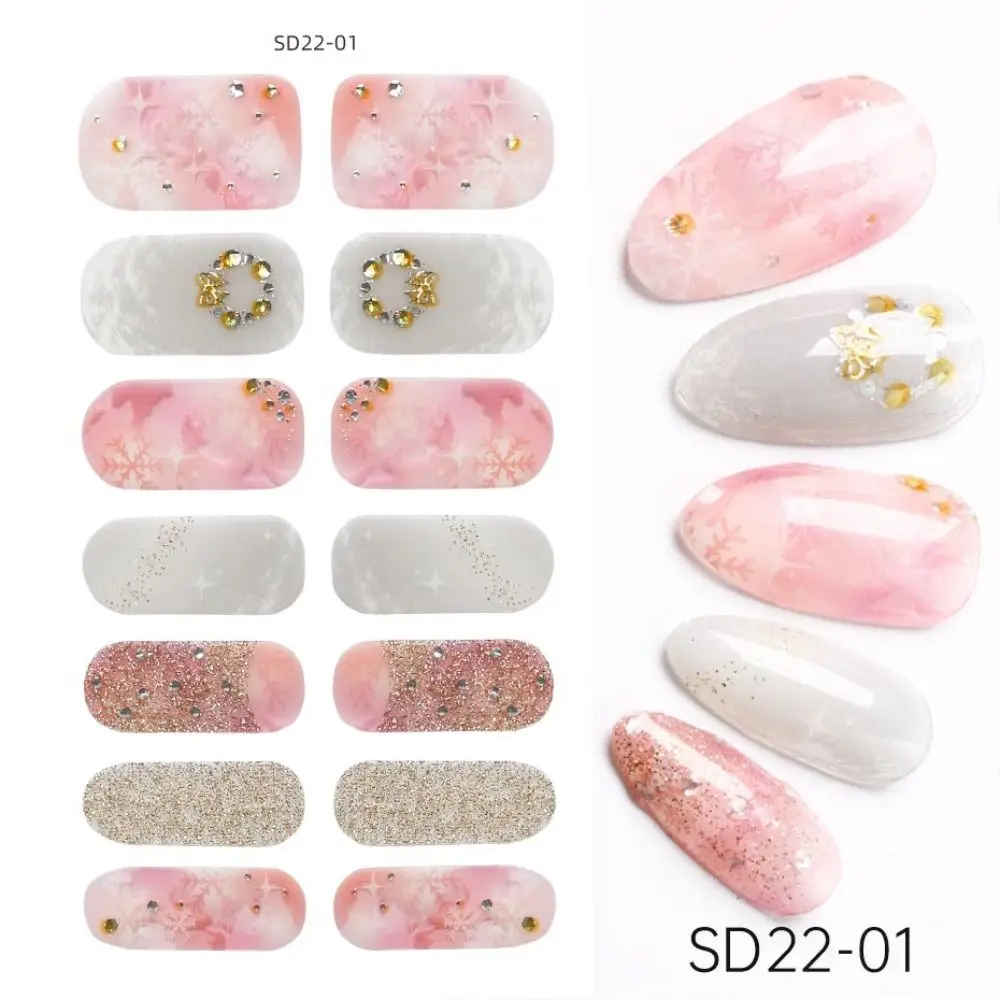 冬ジェルネイルアートステッカー スノーフレークグリッターレーザーフルカバーネイルステッカー フルカバーブロンジングラップ 自己粘着ネイルデカール