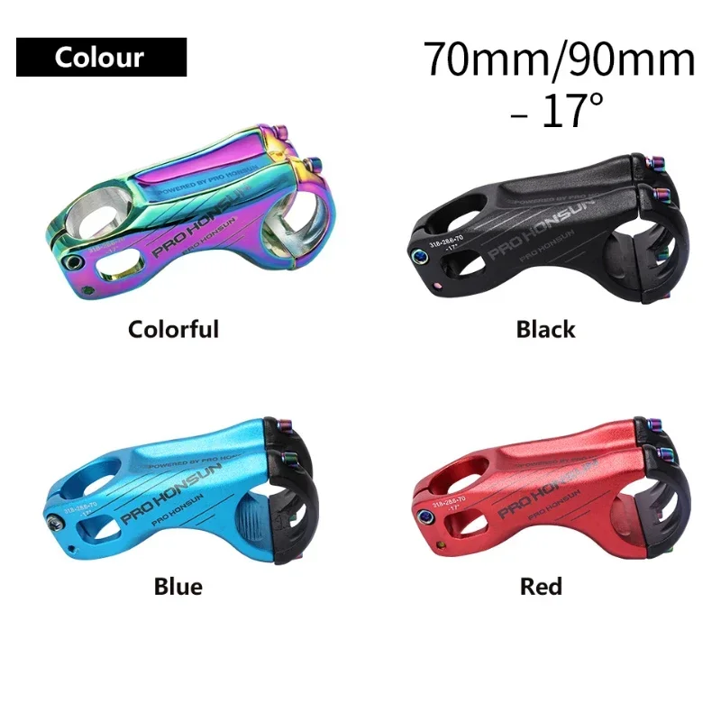 PRO HONSUN Stem Ultralight Bicycle Stem 31.8*70/ 90mm Riser MTB Road Bike Handlebar -17 Degree MTB Cycle Stem Parts