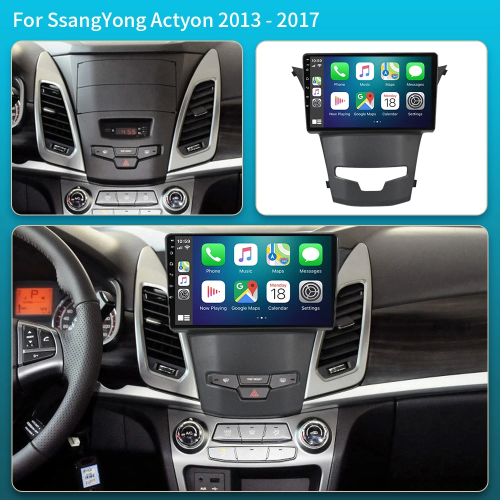 Android 16 For SsangYong Korando 3 Actyon 2 2013 - 2017 Screen Multimedia Autoradio Navigation Stereo Radio Lettore Video Player