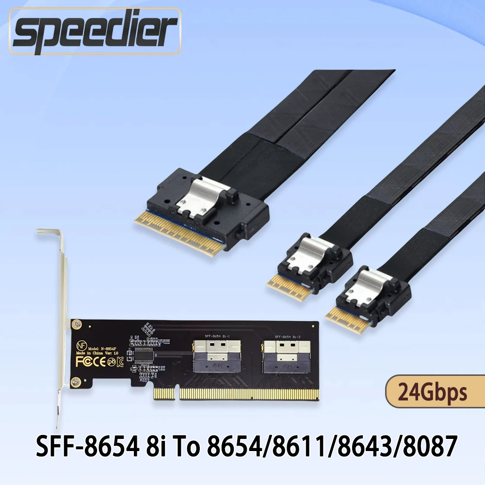 

Slim SFF-8654 8i To 4i 8i PCI-E NVMe Adapter Card To 2 Ports 8654/8611/8643 OCULINK SAS 8087 Array Hard Drive server Data Cable