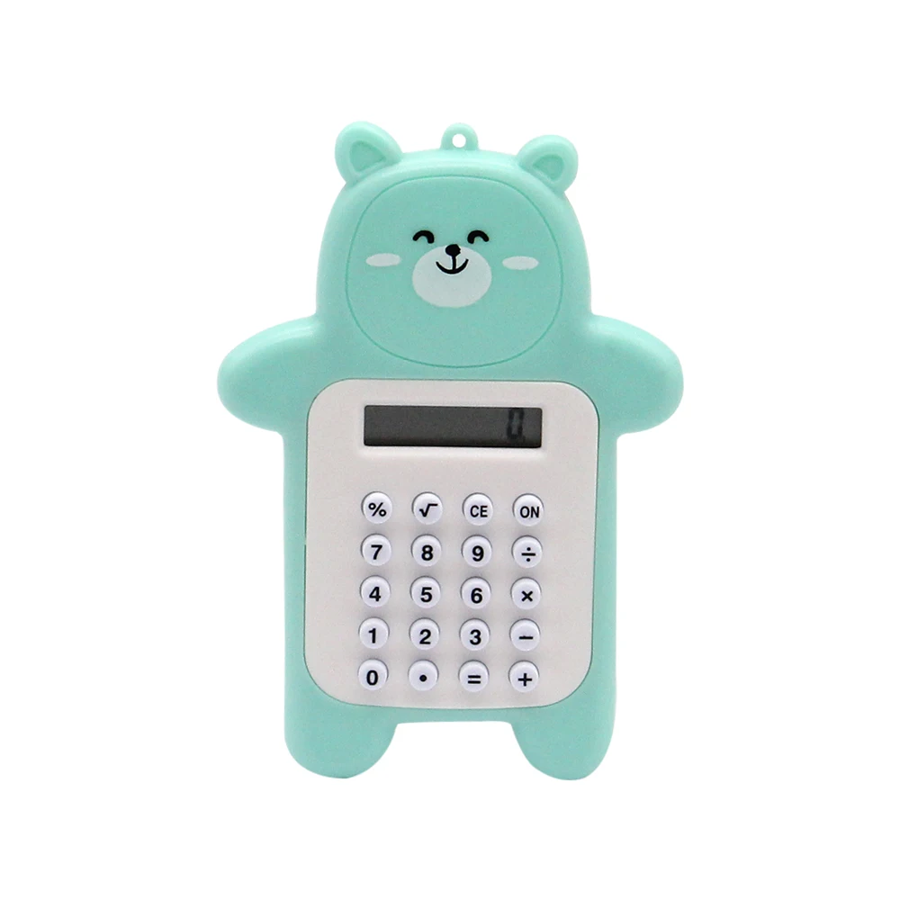 Mini calculatrice de poche portable pour enfants, affichage à 8 chiffres, dessin animé, bouton fin, mignon, fournitures scolaires