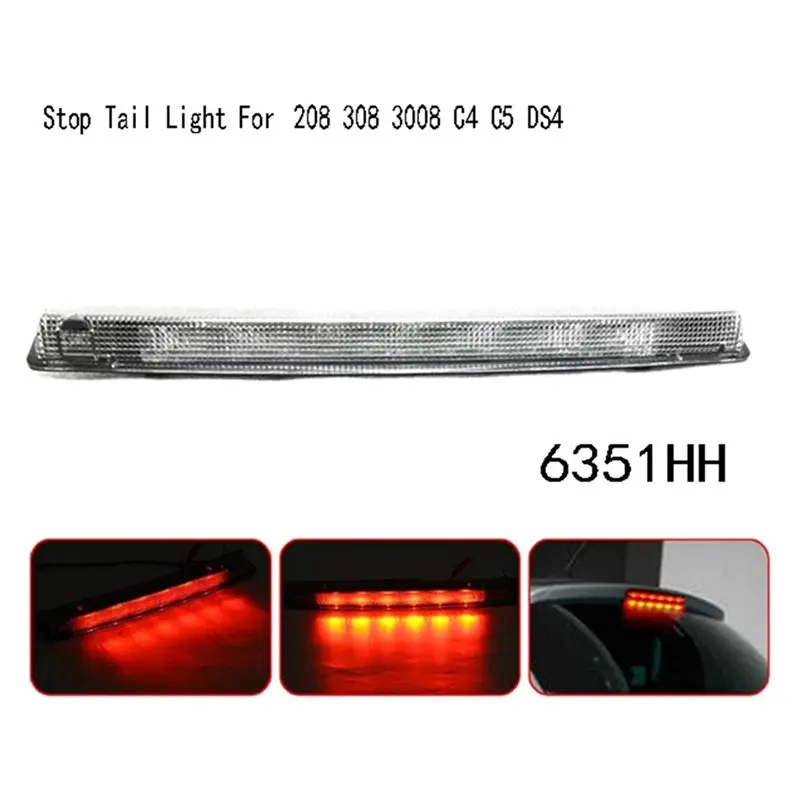 N26R-2X 6351HH Third High Mount Brake Light Rear Reflector Stop Tail Light For 208 308 3008 Citroen C4 C5 DS4