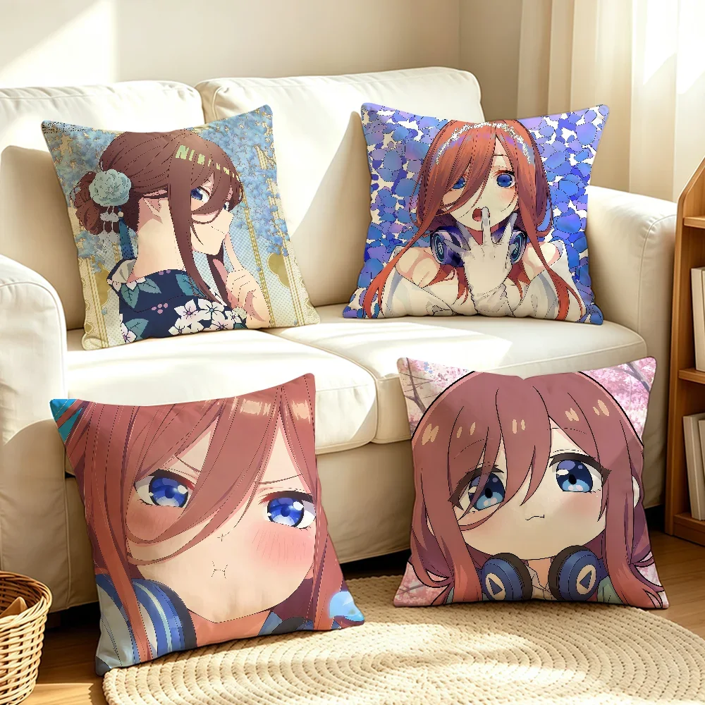 Anime M-Miku-S Nakano Kawaii cushion cover Soft Smooth Hidden Zipper Washable Decorative Couch Office Housewarming Gift